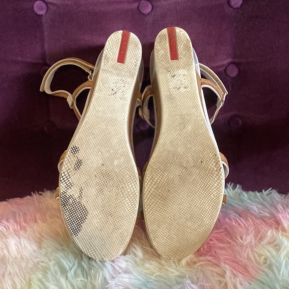 White Prada Sport Wedges with Cork Heel - Picture 6 of 15